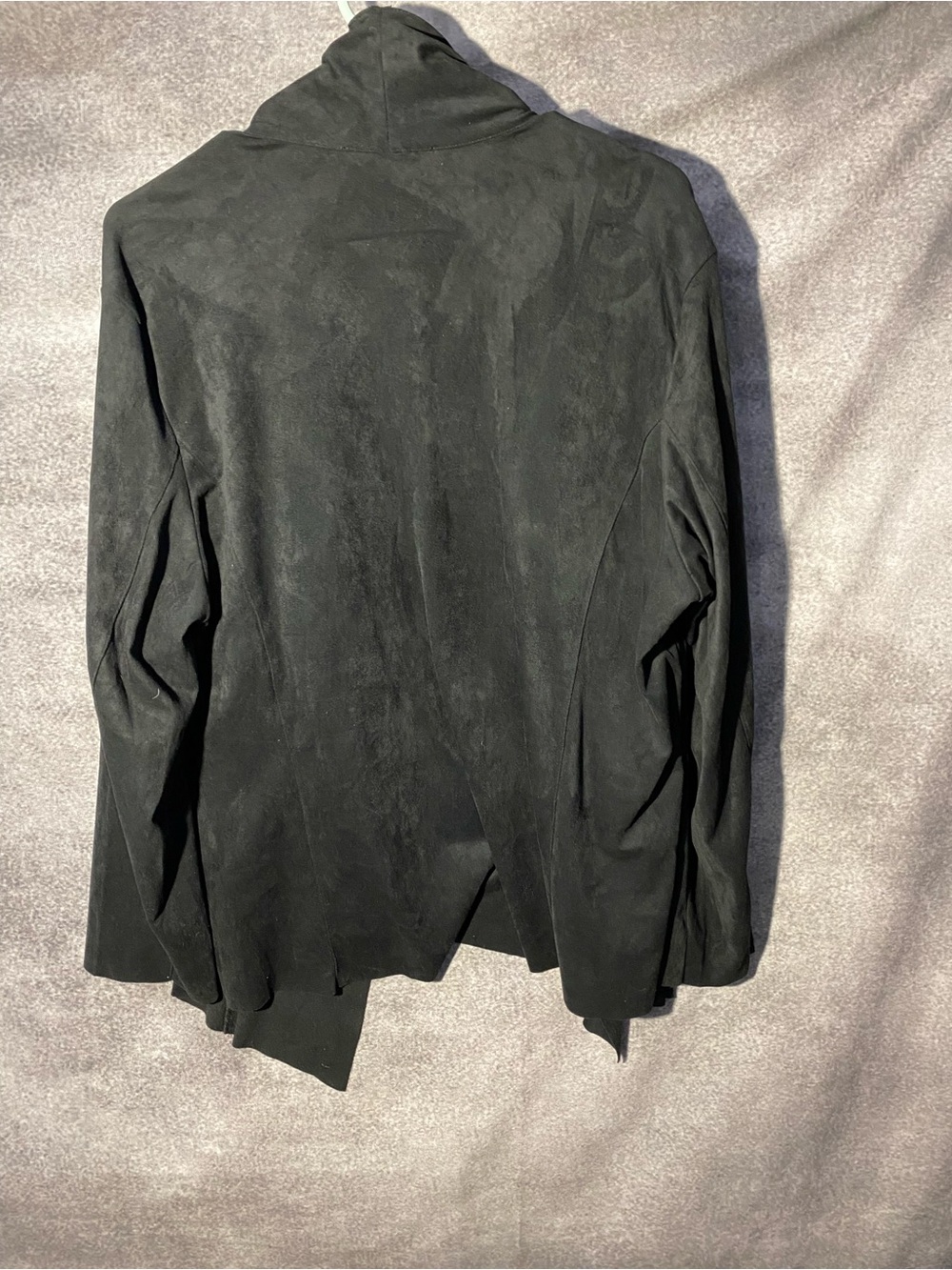 Catherine Malandrino Black Faux Leather Open Front Draped Jacket Size 2X - Picture 4 of 9